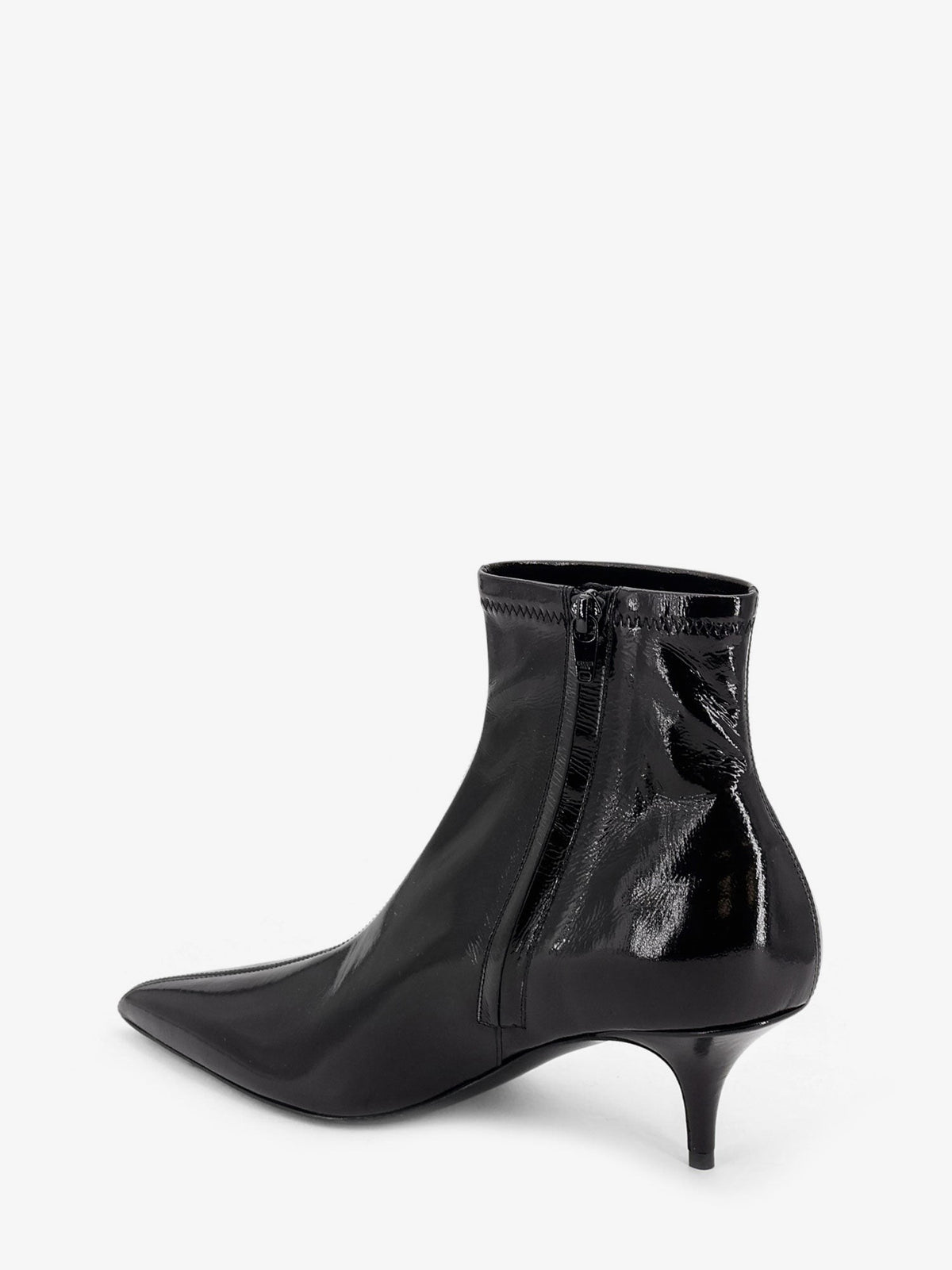Fitted sleek stretch patent leather boots
