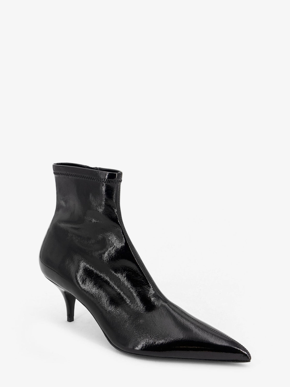 Fitted sleek stretch patent leather boots