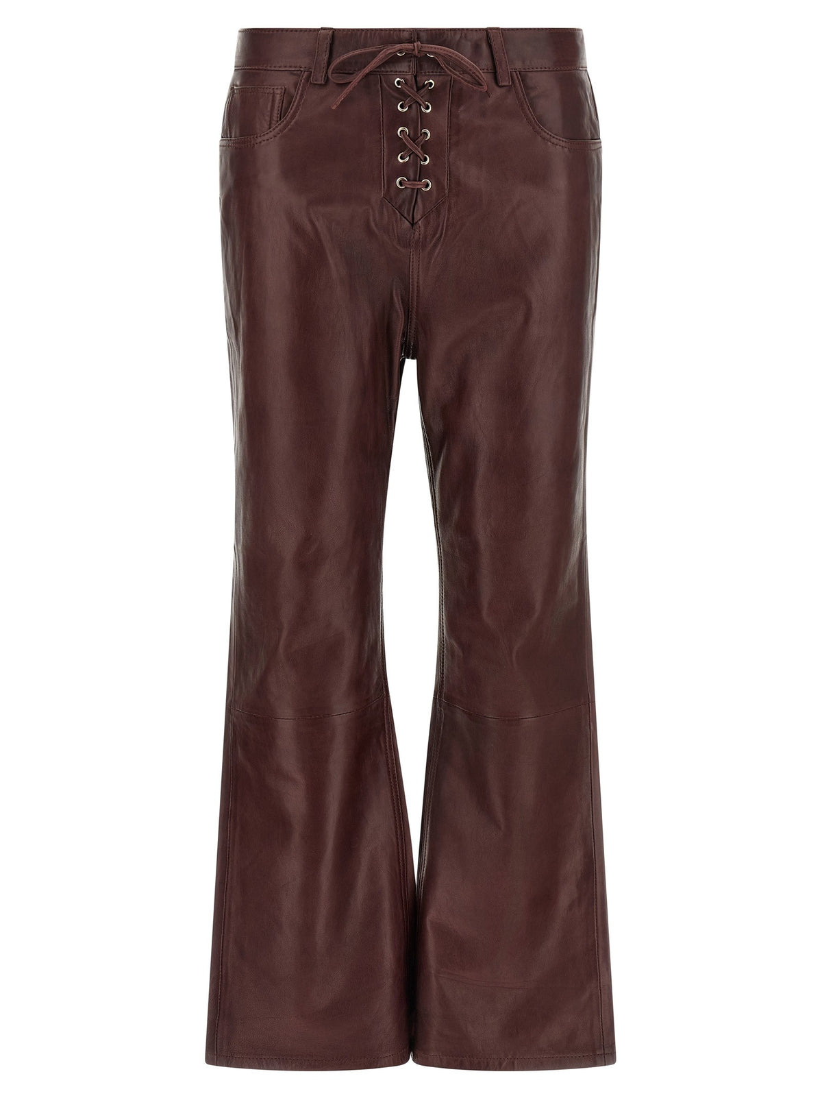 Flared leather-effect pants