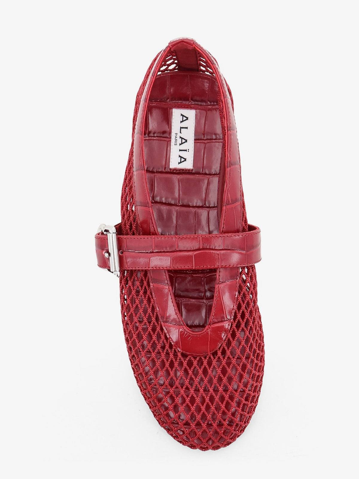 Flat leather ballerinas with crocodile effect