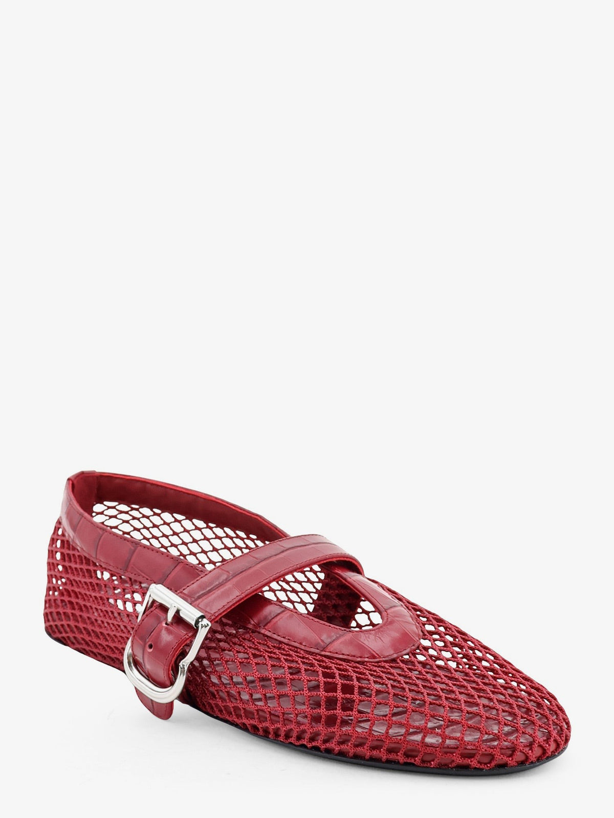 Flat leather ballerinas with crocodile effect