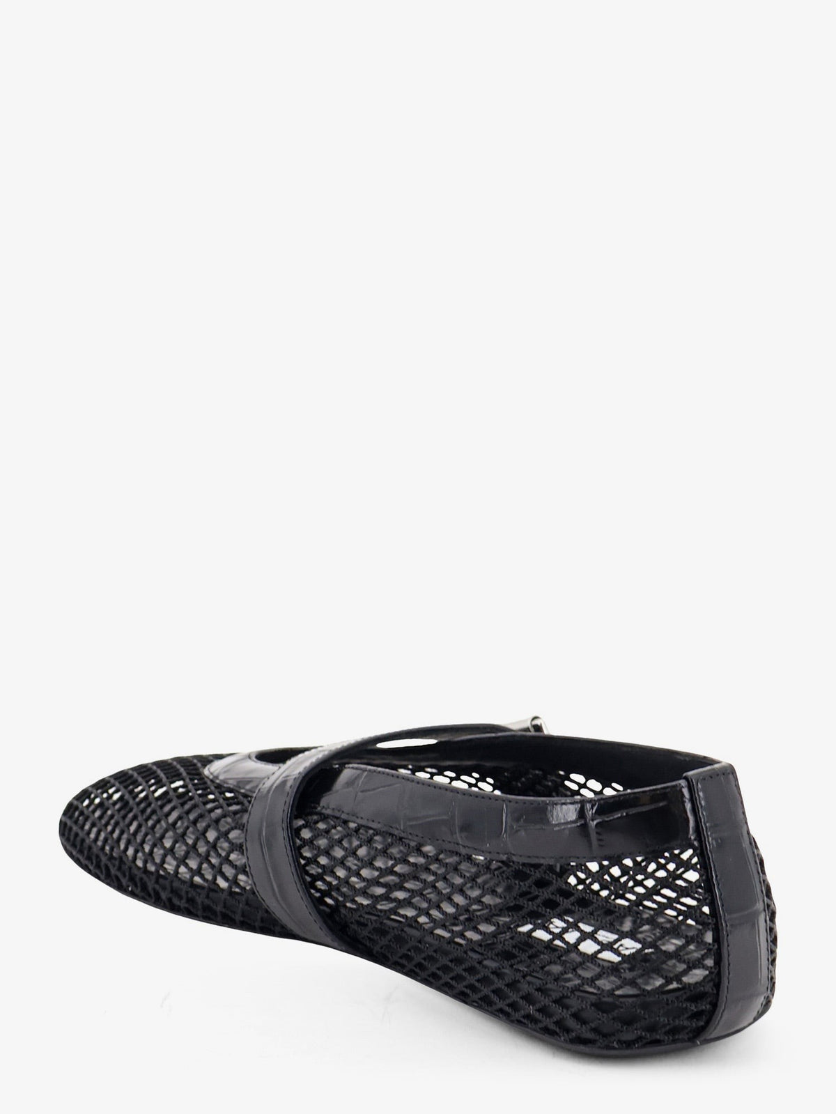 Flat leather ballerinas with crocodile effect