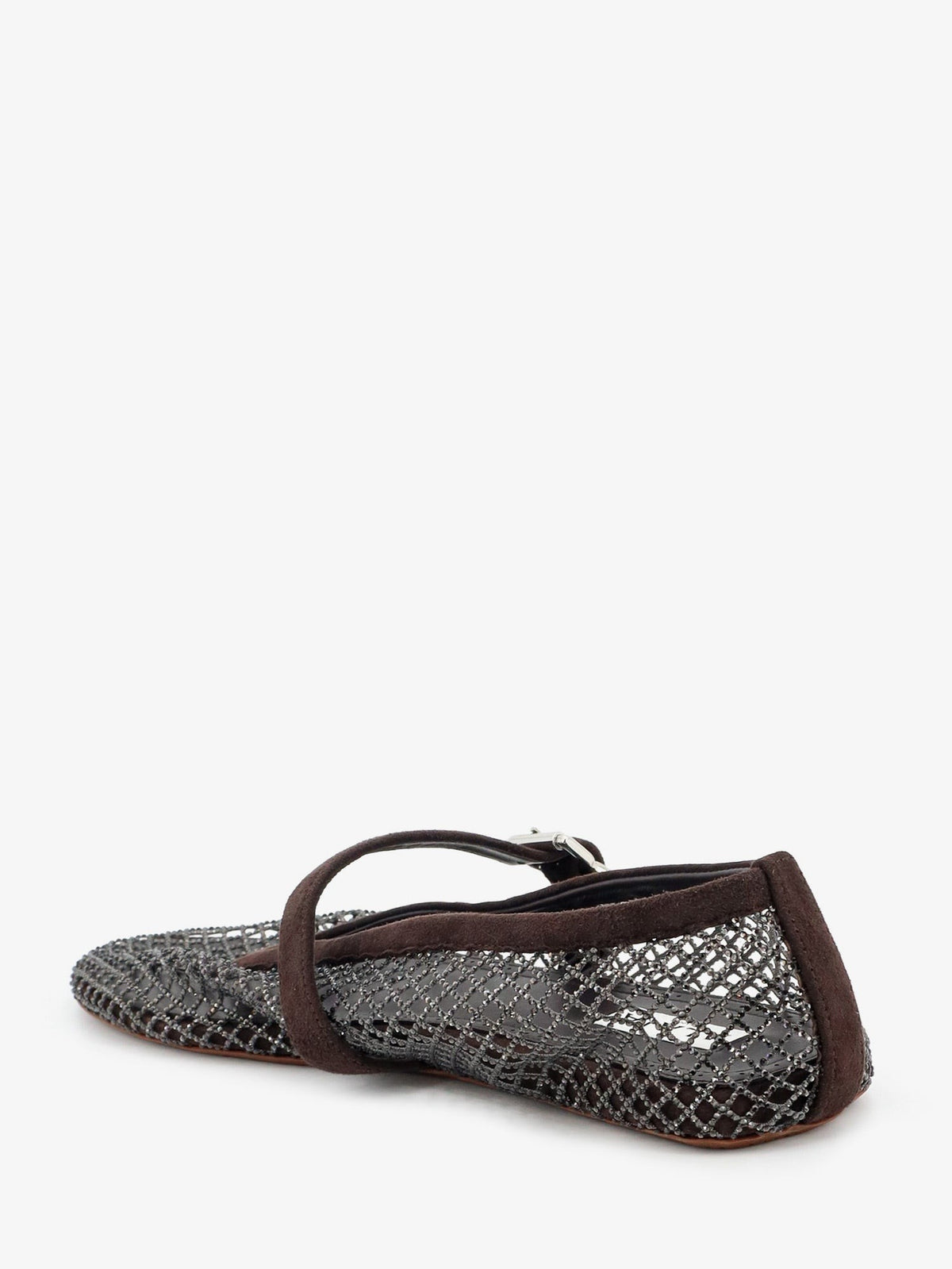 Flat mesh ballet flats with rhinestone detail