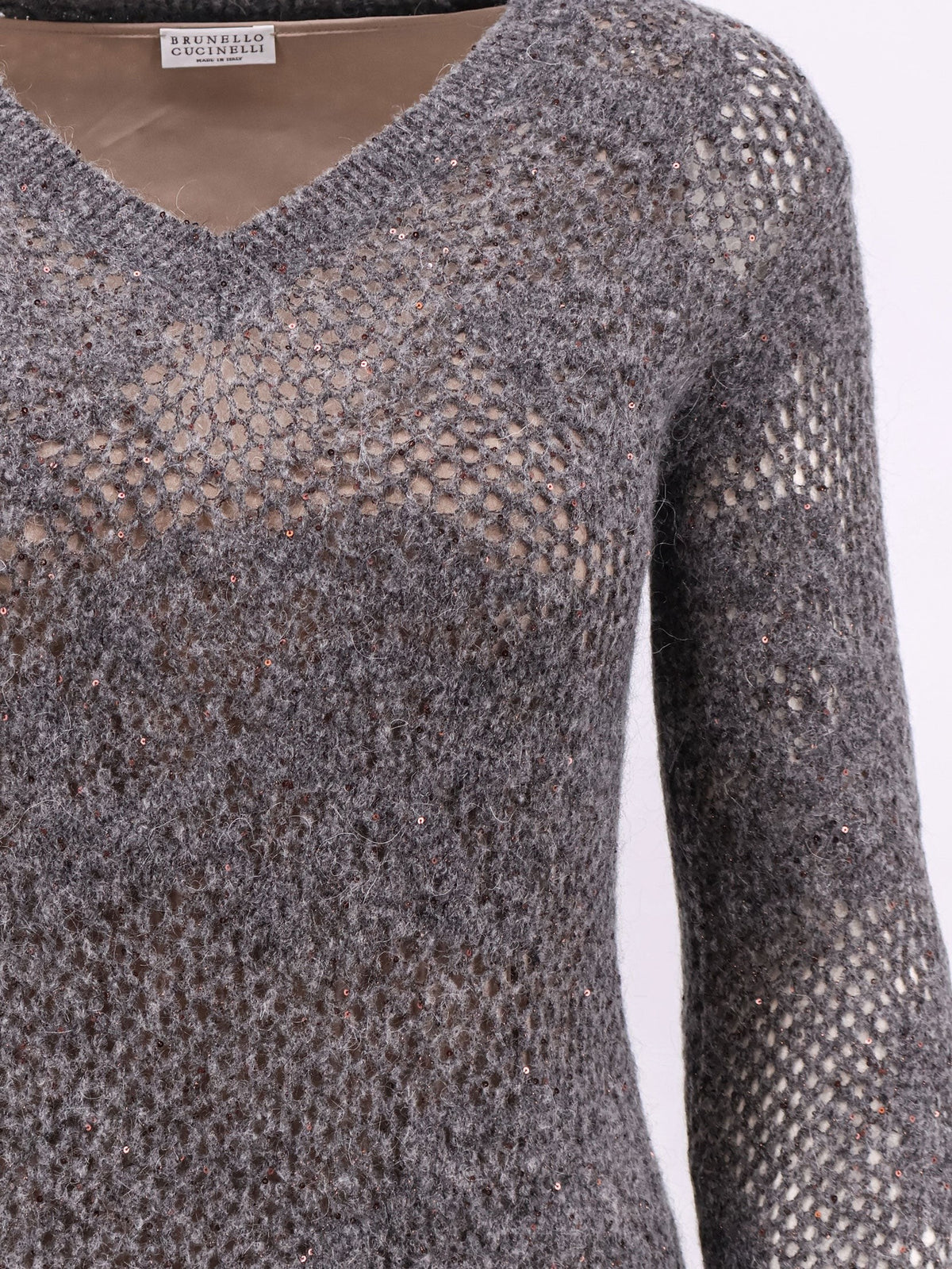 Flower Lace Sparkling mohair and virgin wool knit dress