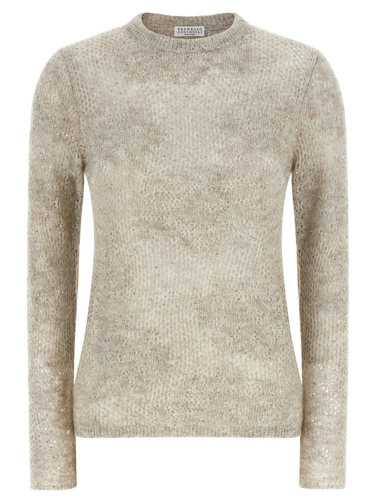 Mohair and virgin wool blend sweater with all-over Dazzling detail