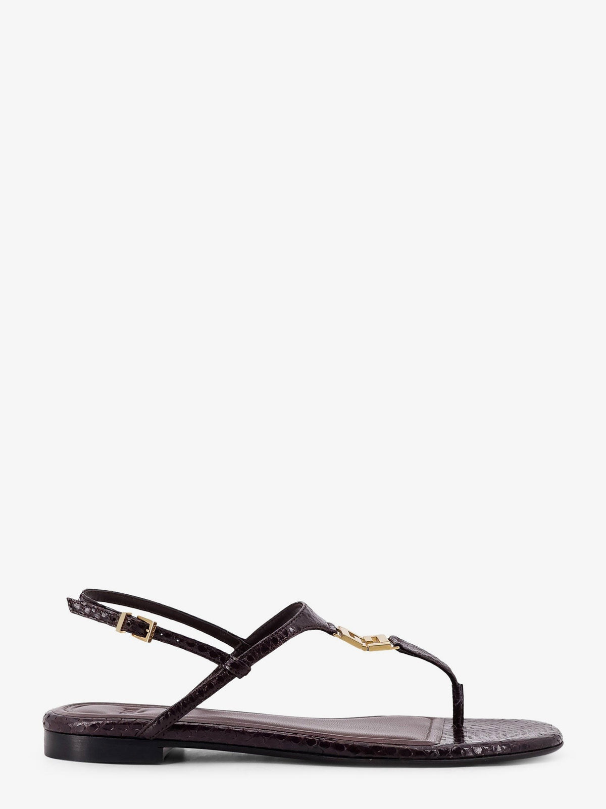 Fold leather sandals with reptile effect