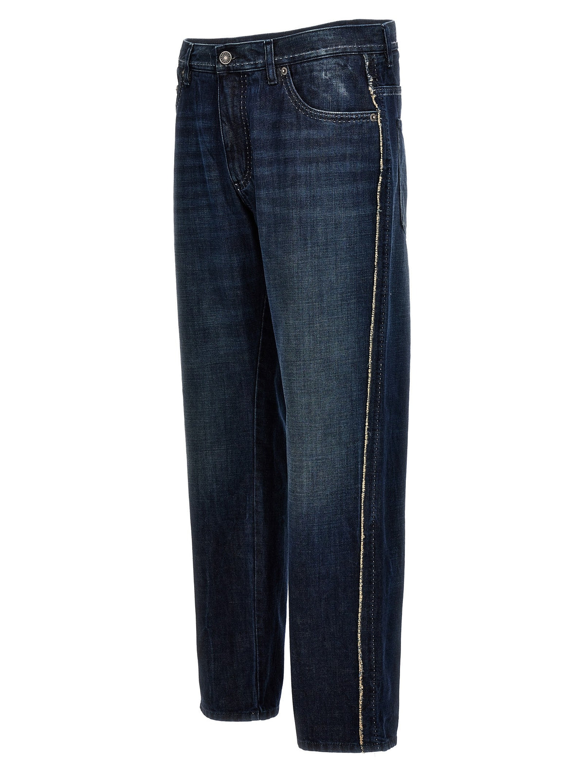Fringed stitching jeans