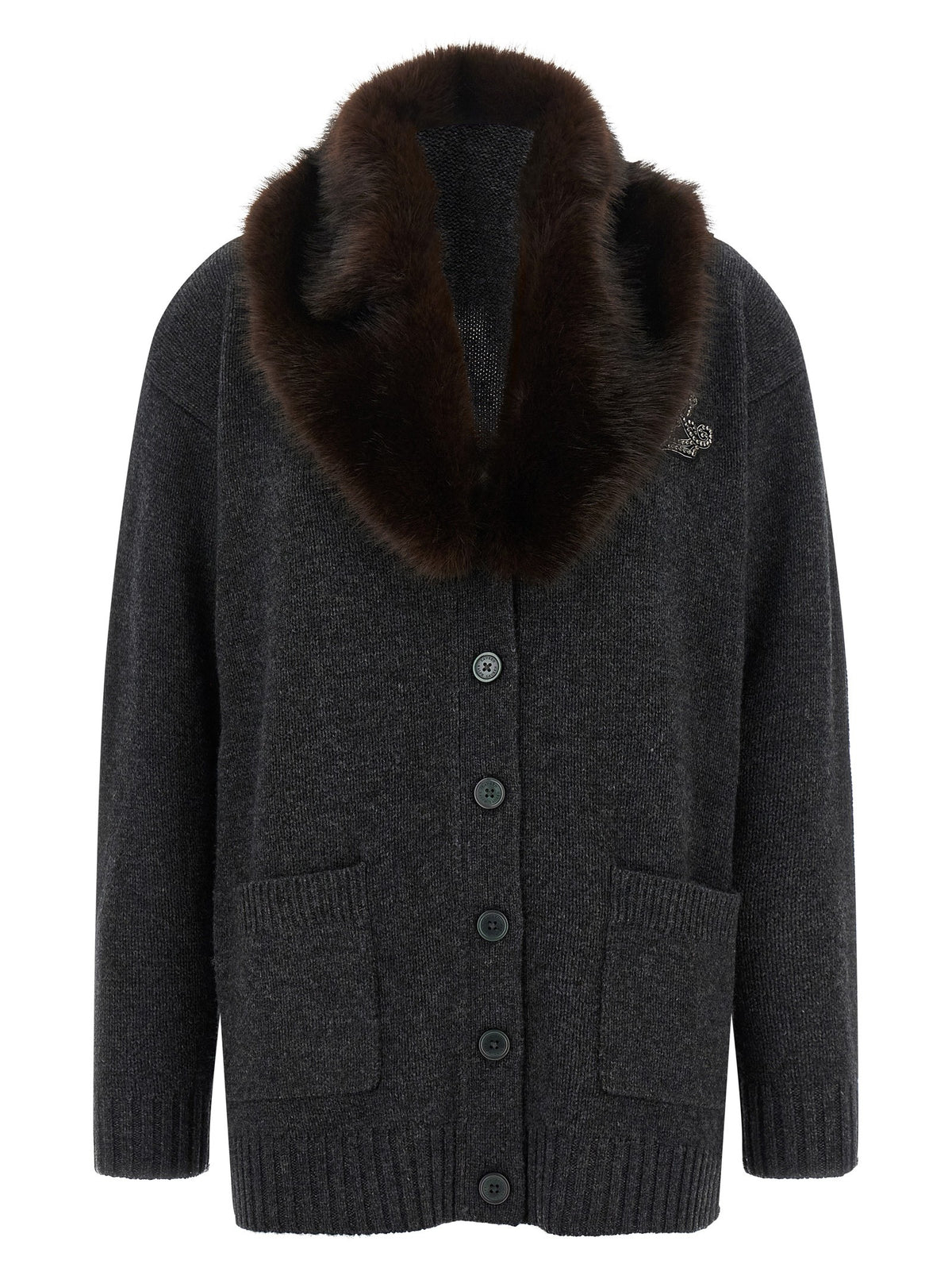 Fur insert cardigan