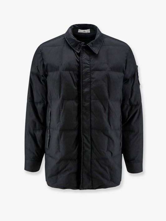 Garment Dyed Crinkle Reps NY  recycled nylon down jacket with side logo patch