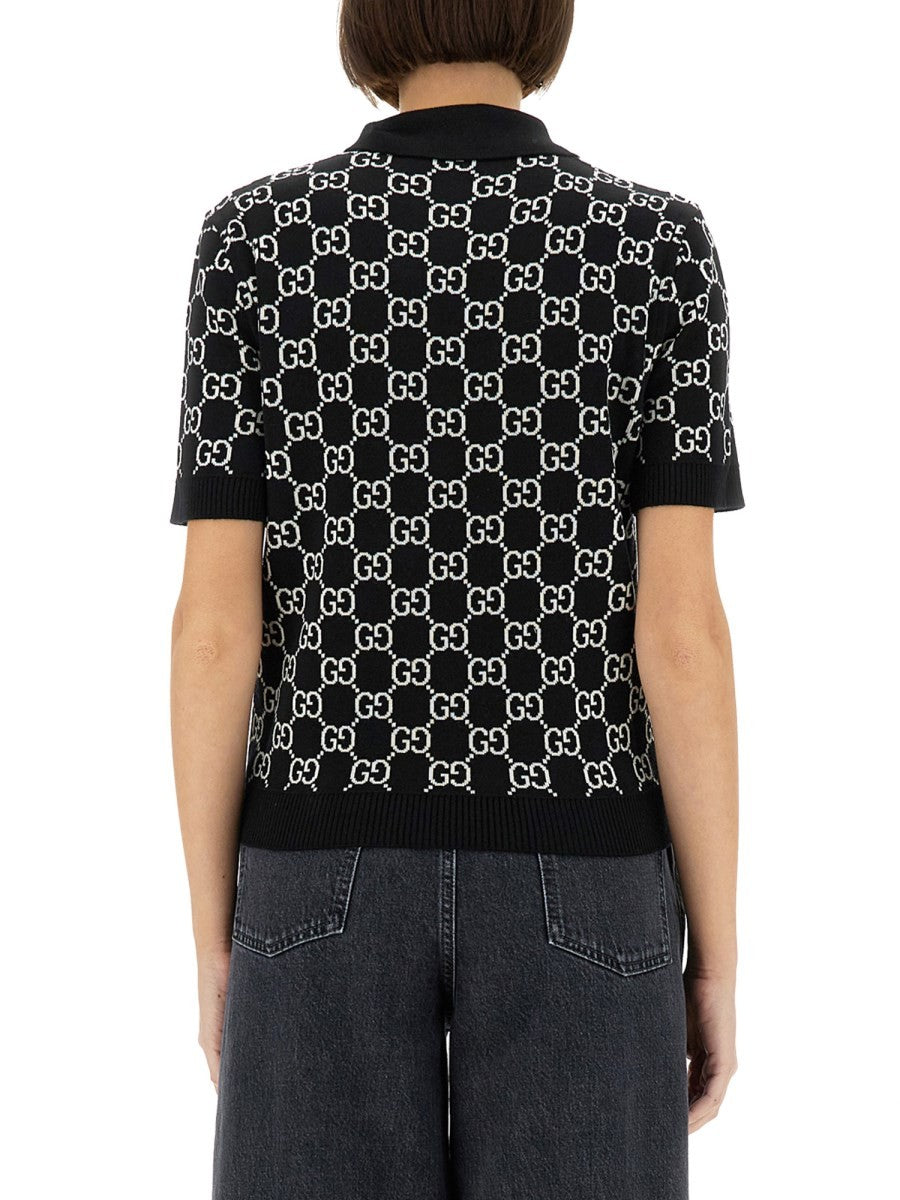 GG WOOL JACQUARD REVERSIBLE POLO SHIRT