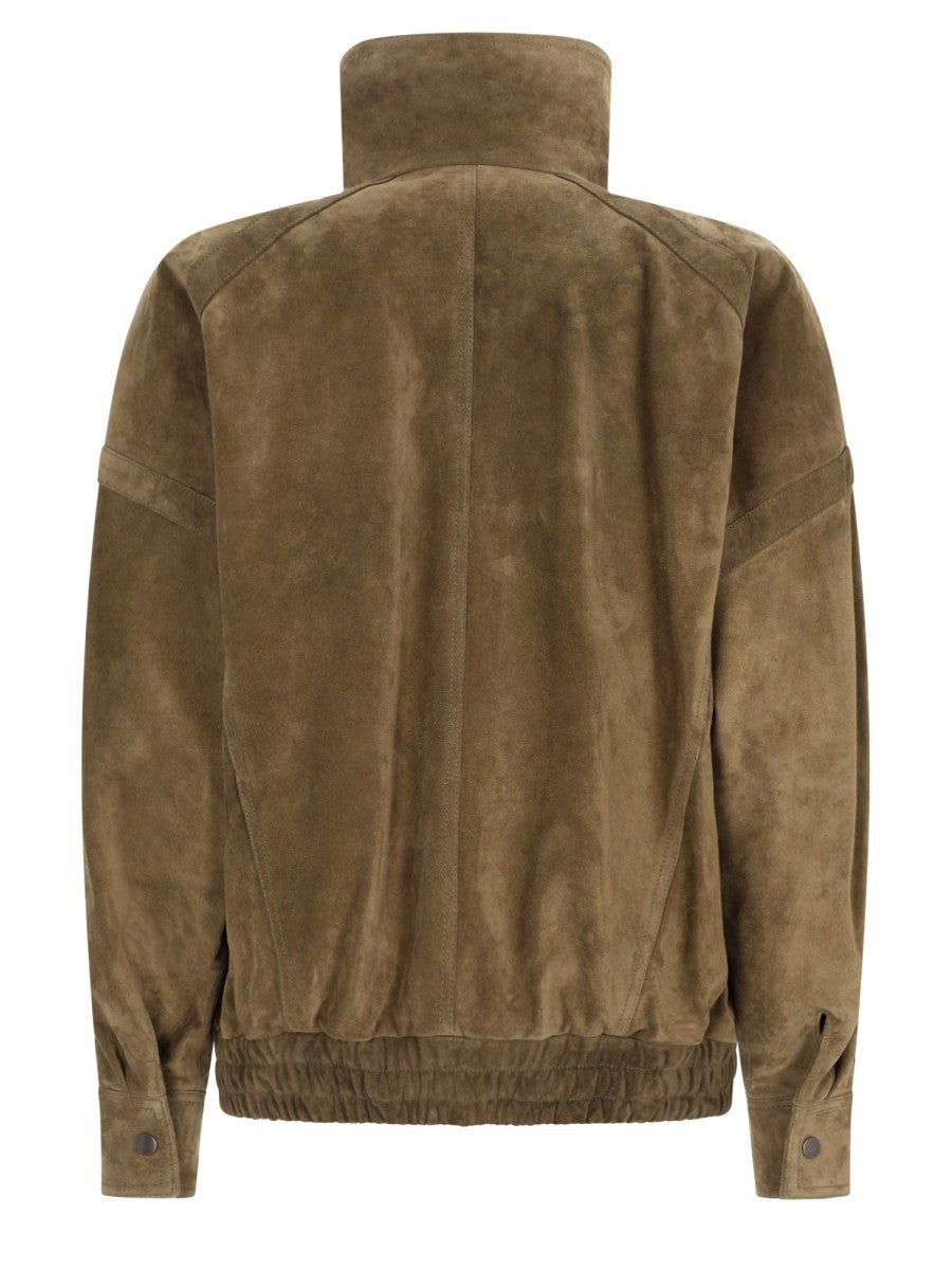 Giacca Bomber Doppiopetto In Suede
