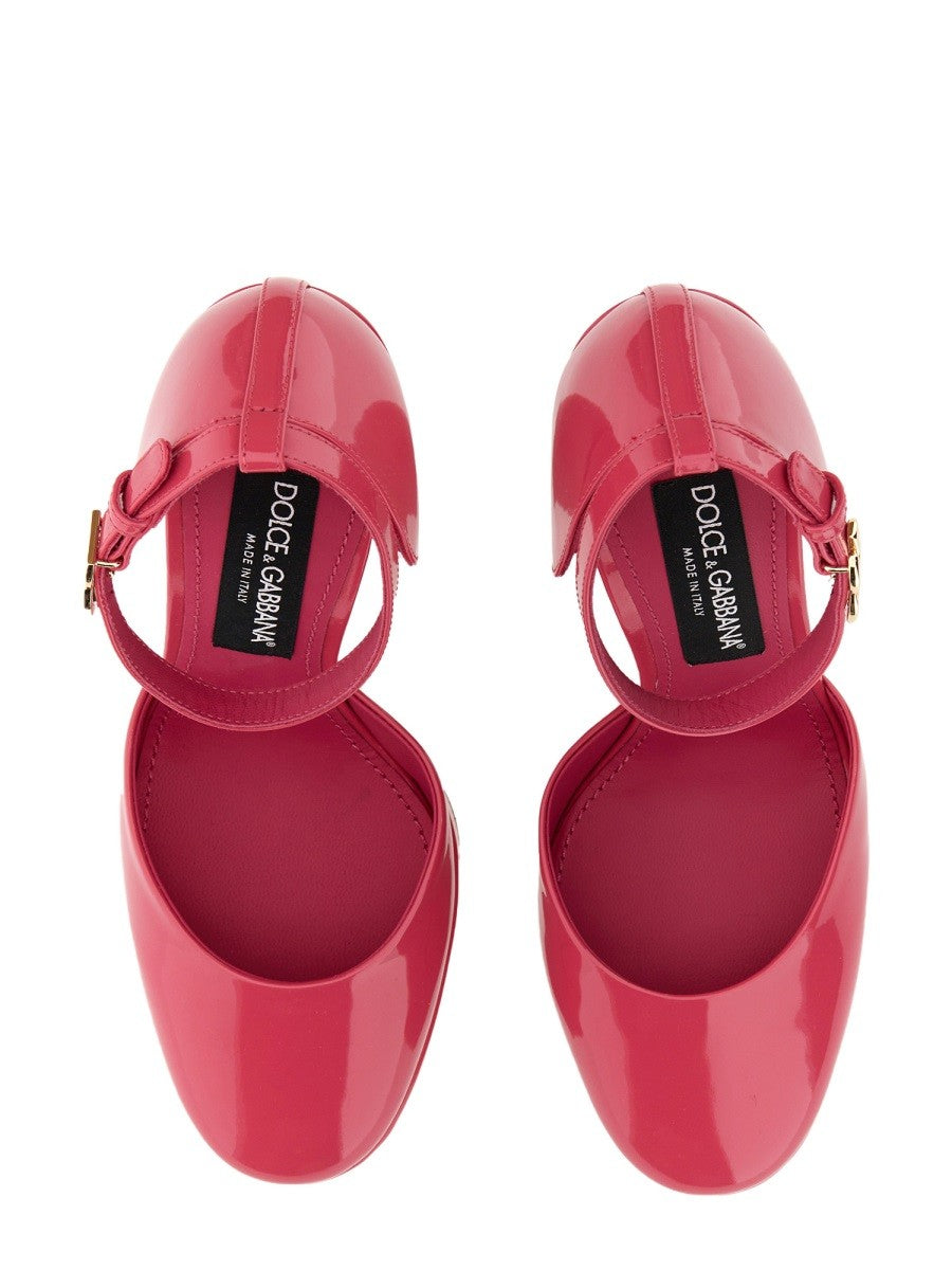 GLOSSY LEATHER PLATFORM PUMPS