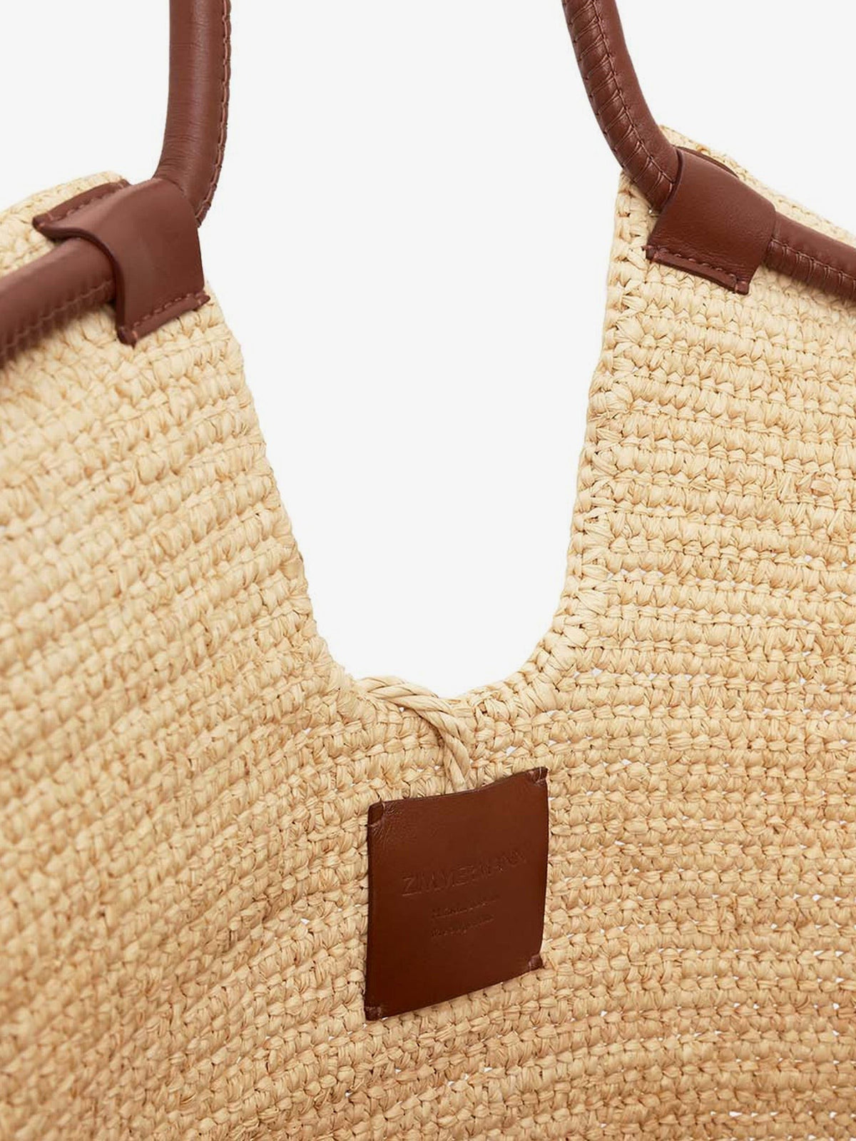 Goldentime raffia shoulder bag with ruffles