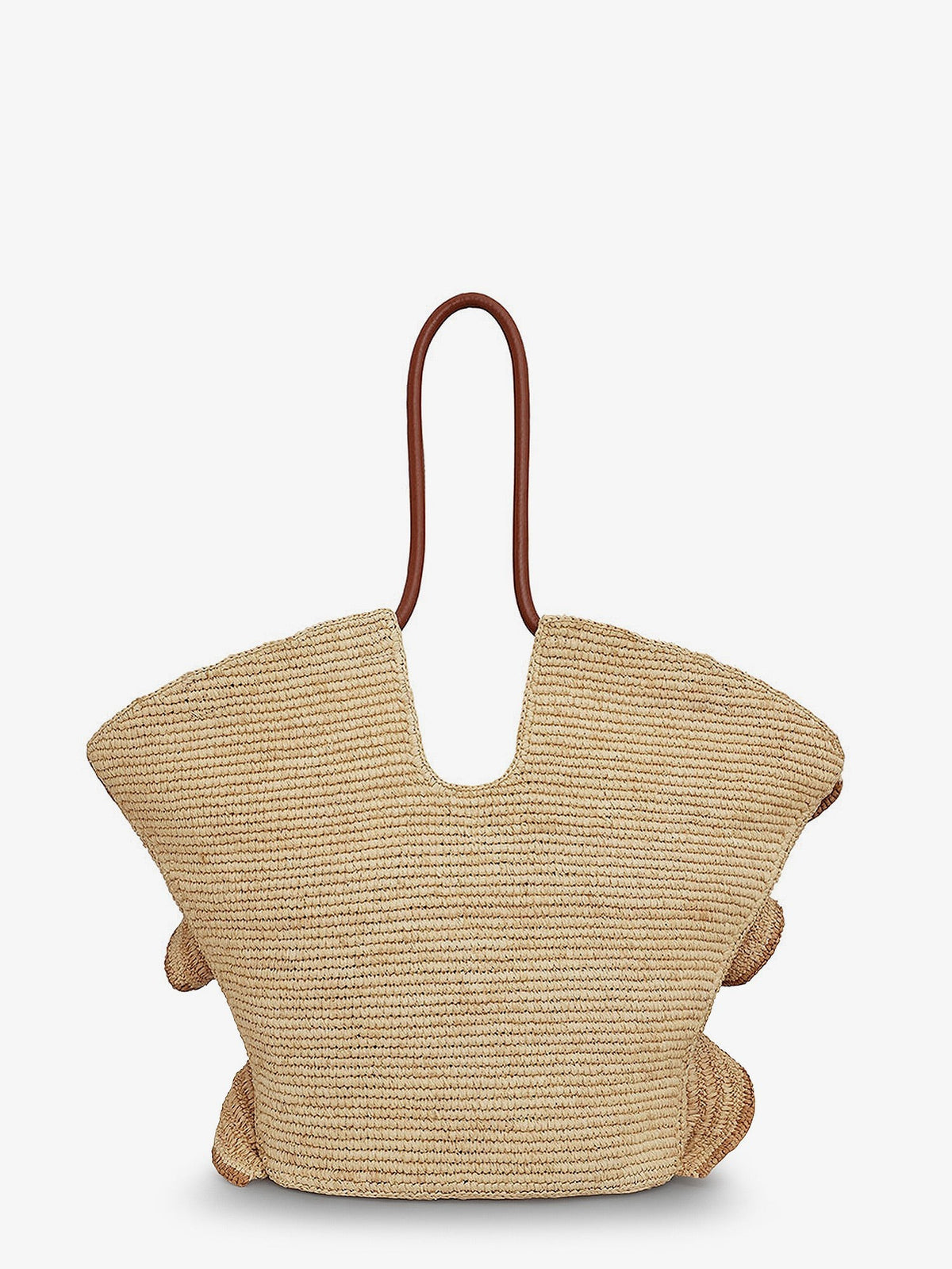 Goldentime raffia shoulder bag with ruffles