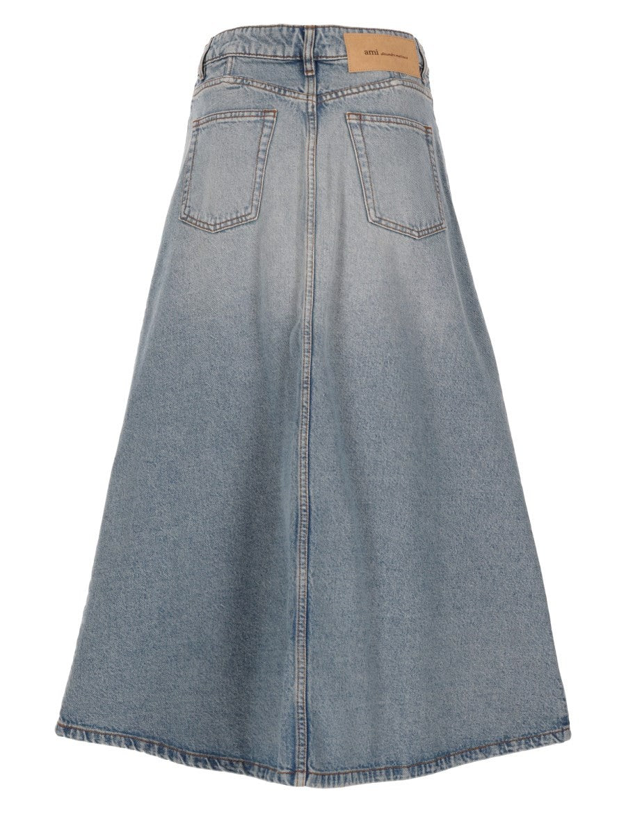 gonna lunga in denim di cotone
