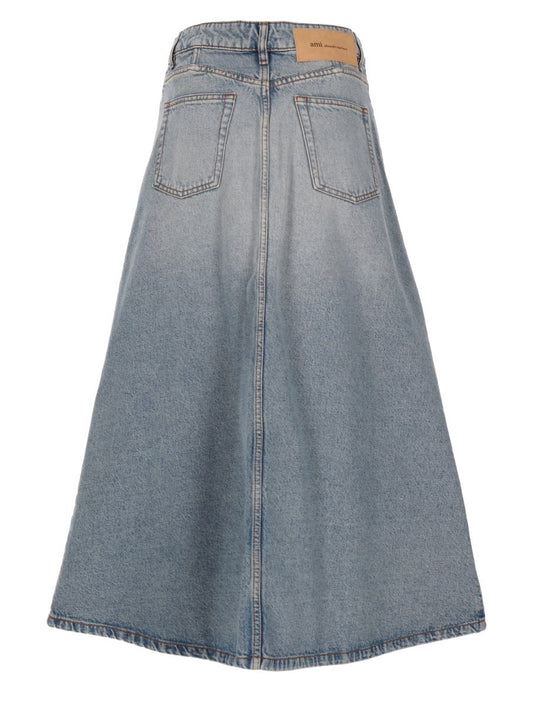 gonna lunga in denim di cotone