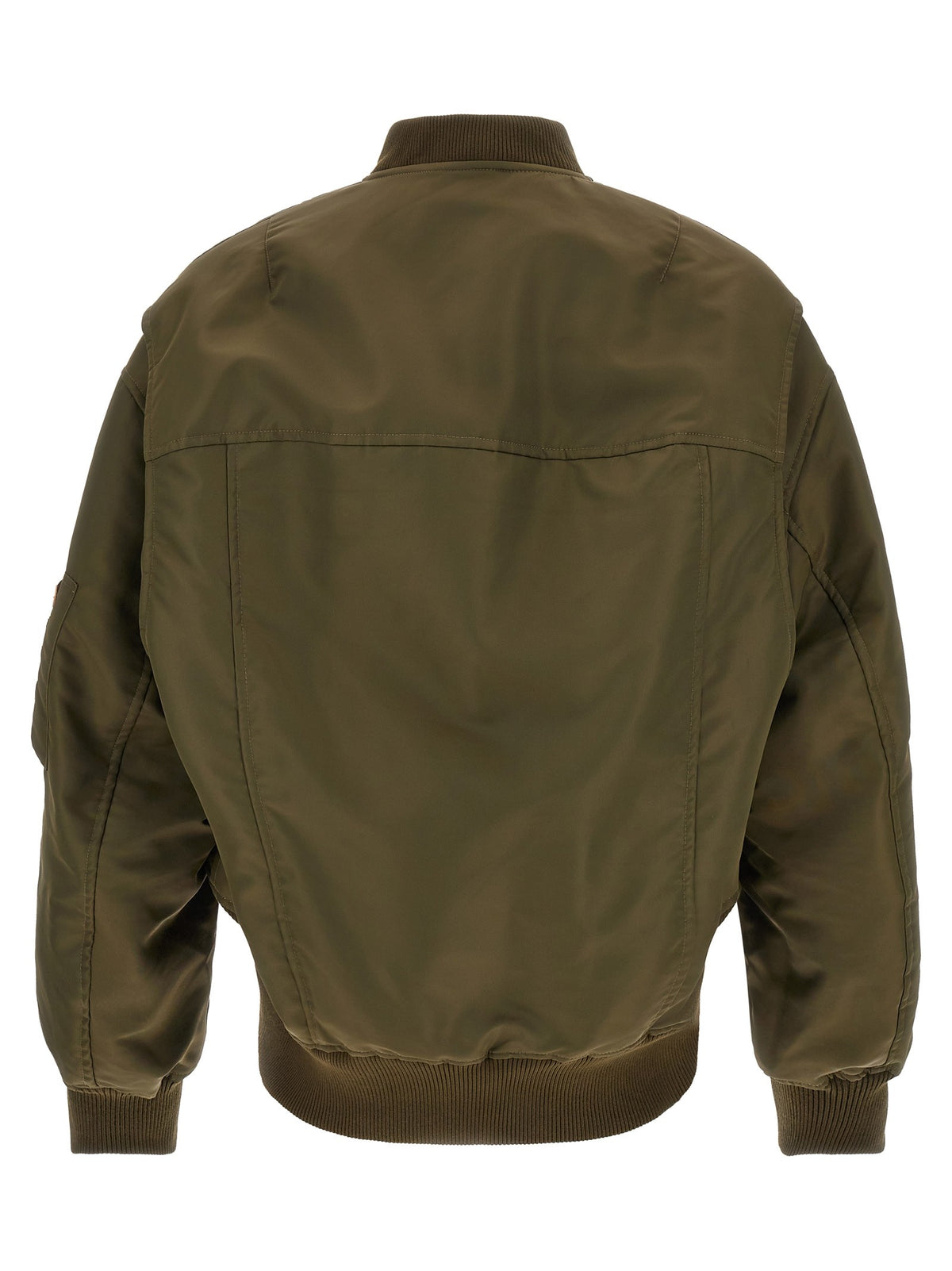 Green bomber jacket with asymmetric hem