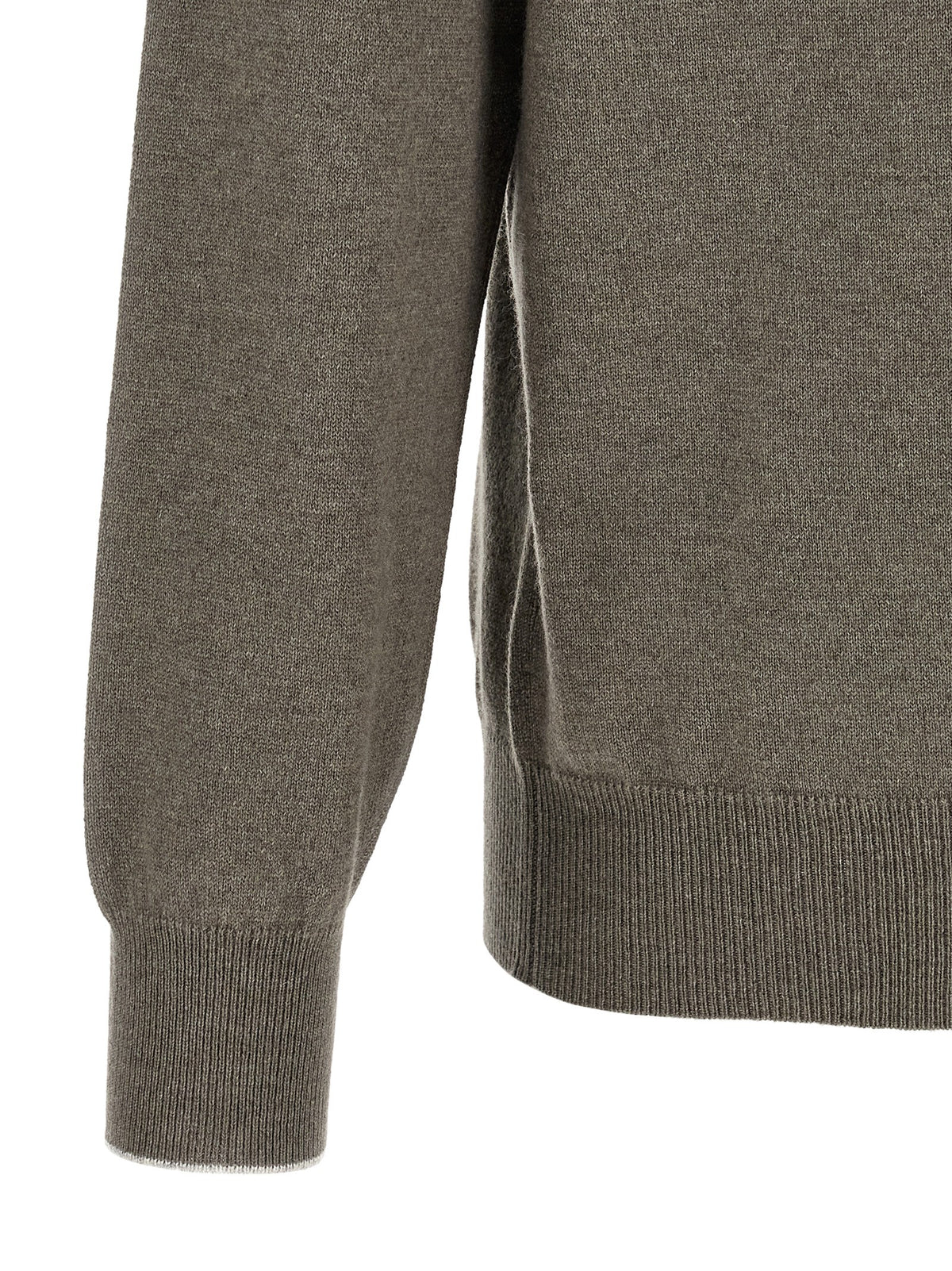 Green cashmere polo shirt