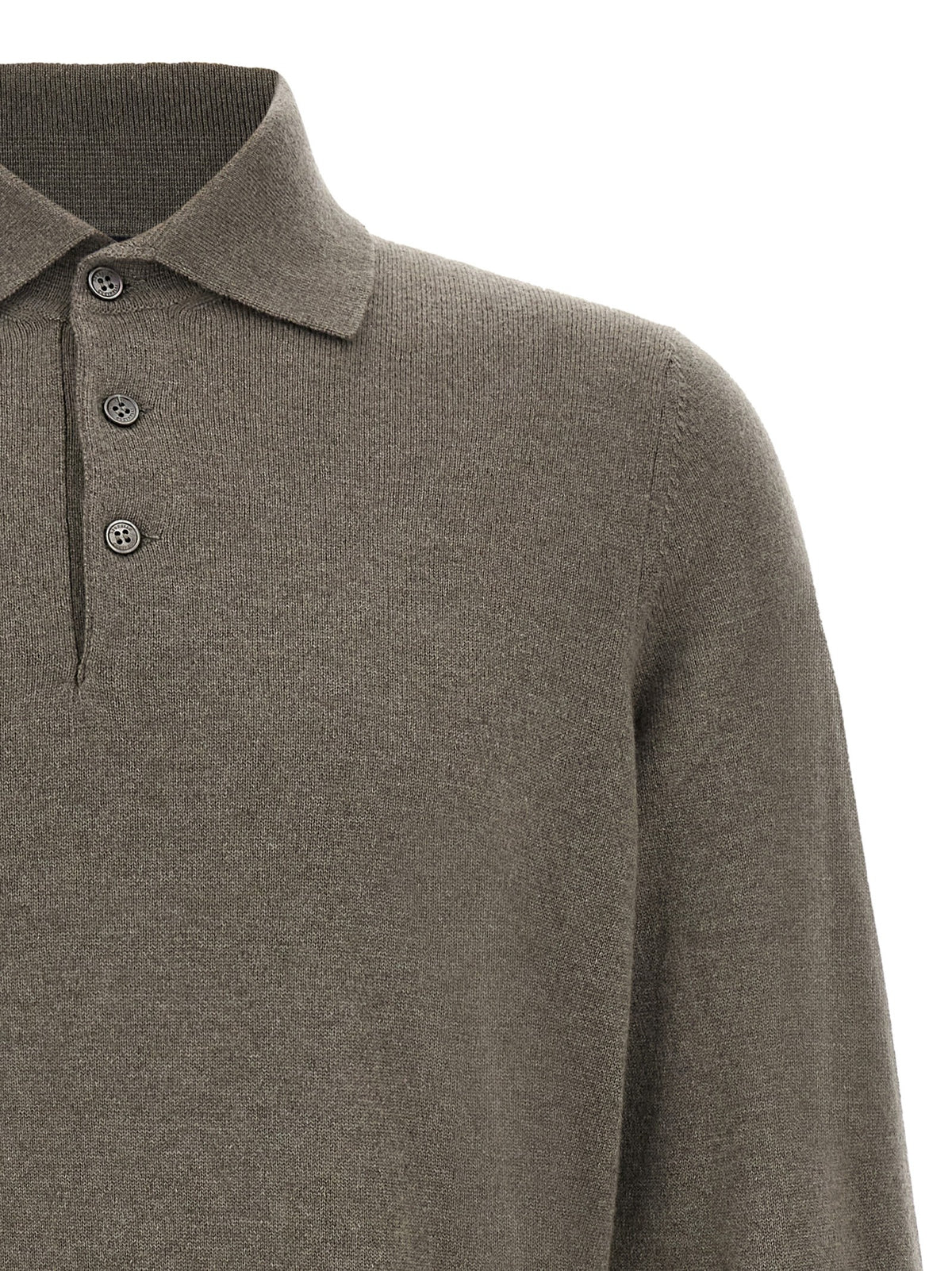 Green cashmere polo shirt