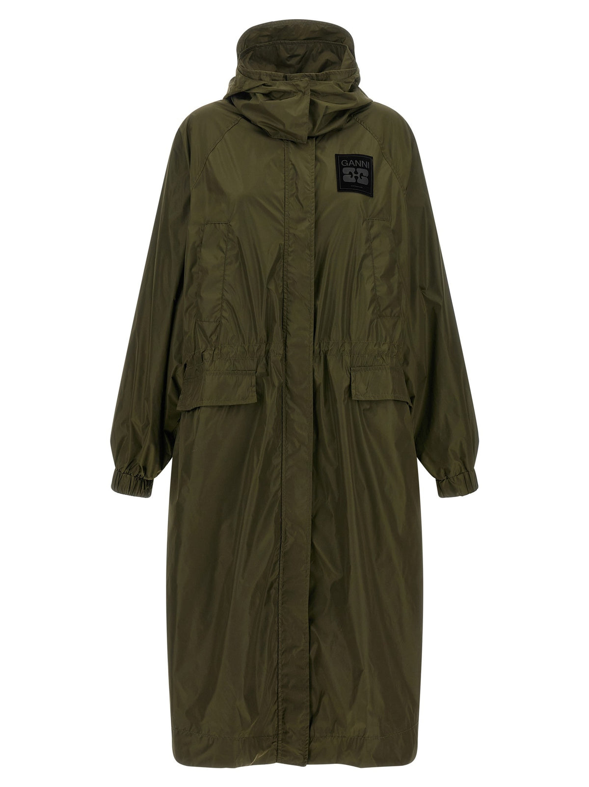 Green nylon windbreaker