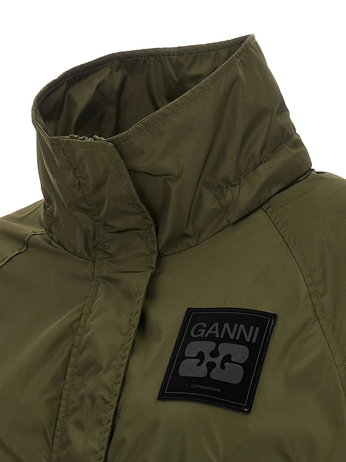 Green nylon windbreaker