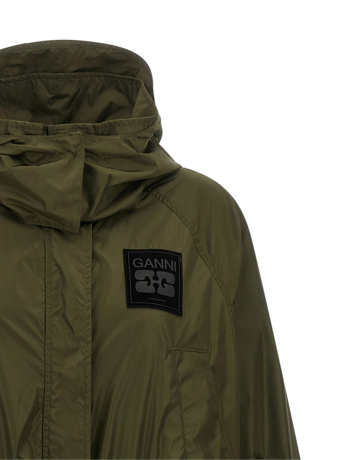 Green nylon windbreaker