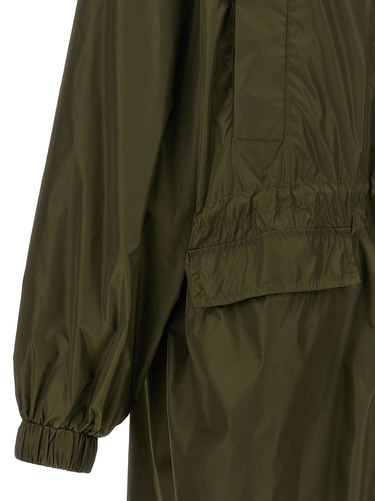 Green nylon windbreaker