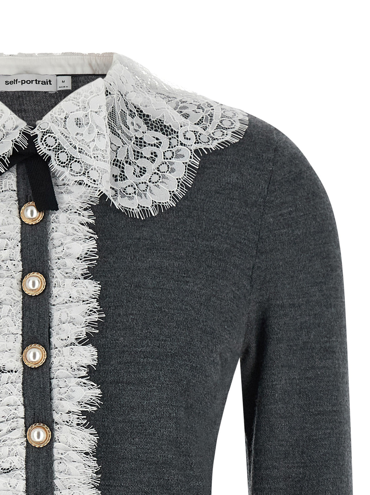 'Grey Lace Collar Knit' cardigan
