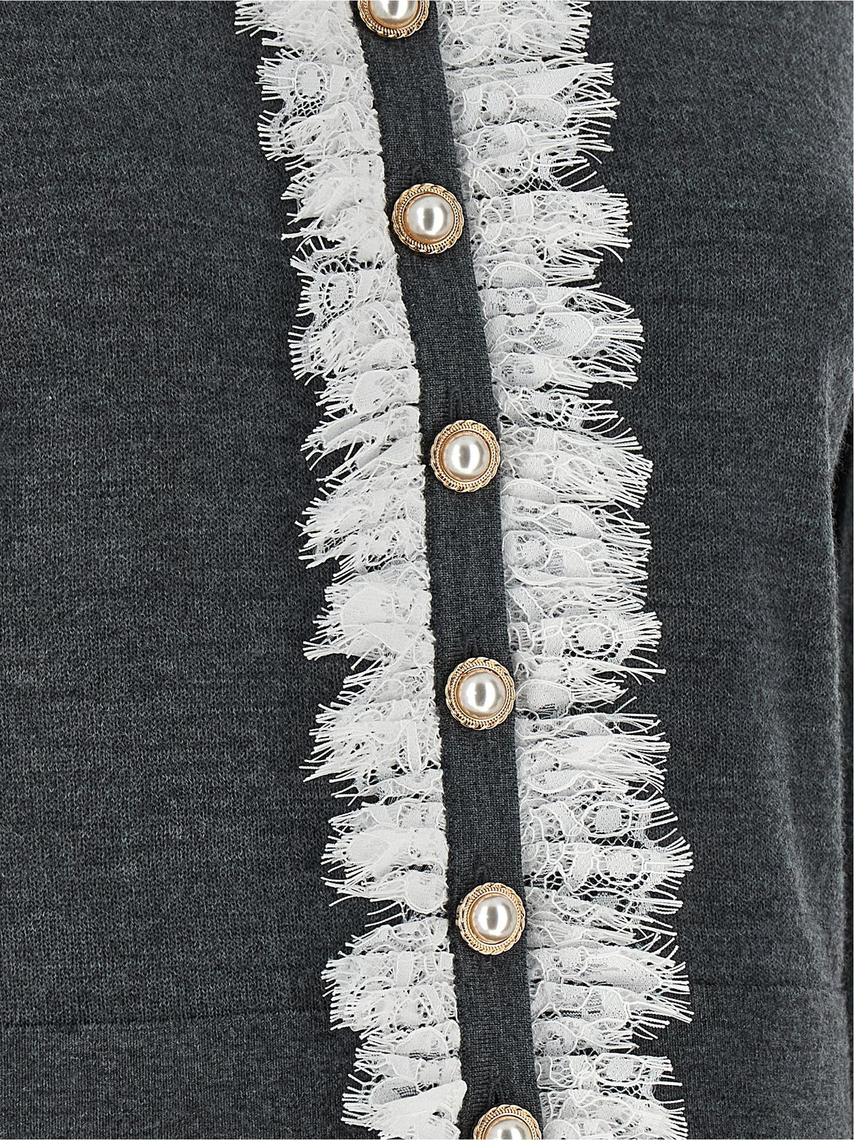 'Grey Lace Collar Knit' cardigan