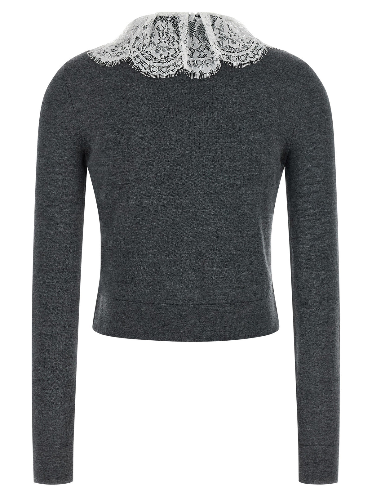 'Grey Lace Collar Knit' cardigan