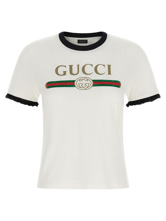 تيشيرت بطبعة 'Gucci Web' مع نقشة 'Incrocio GG'