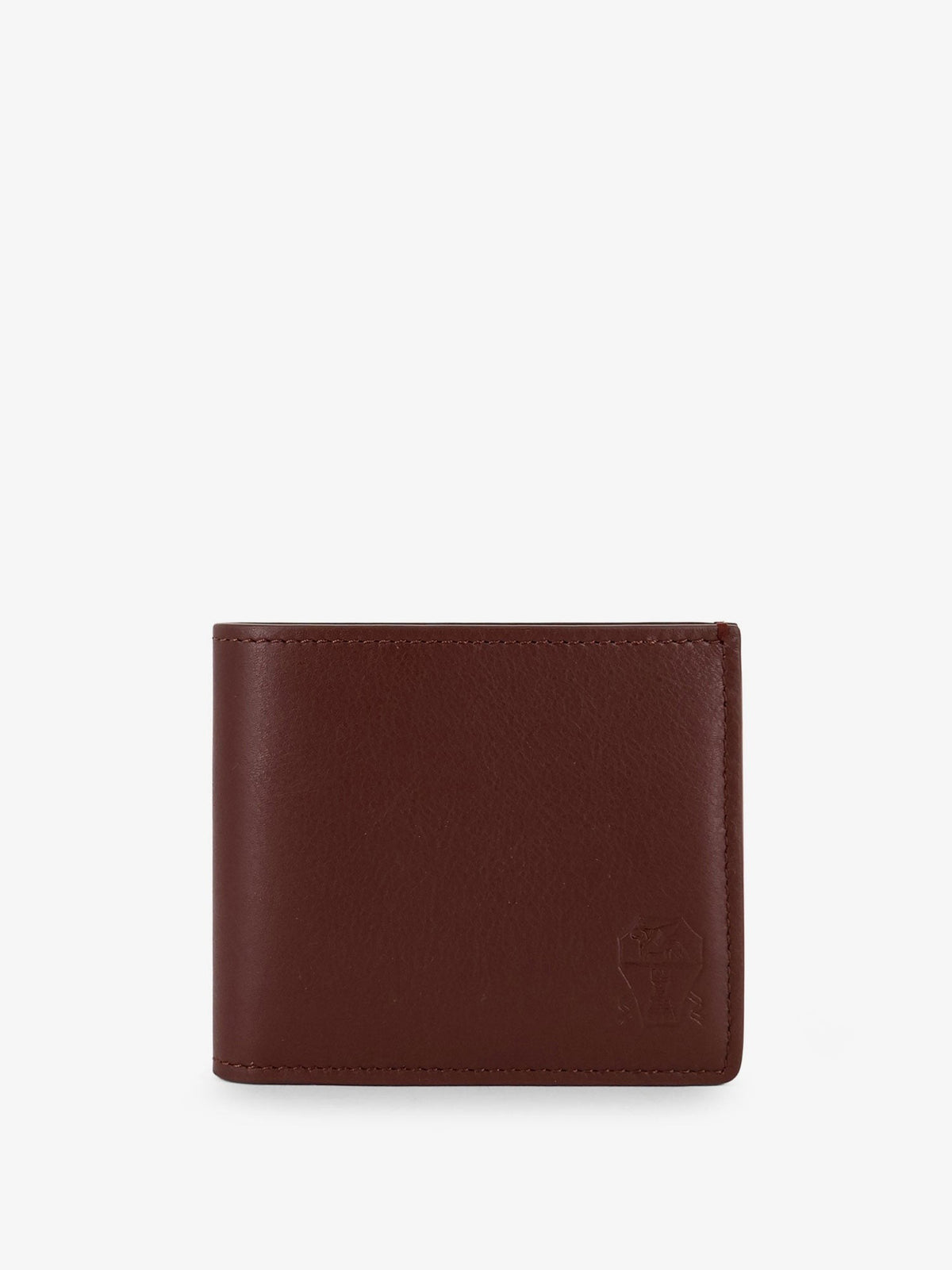 Hammered leather wallet with engraved logo