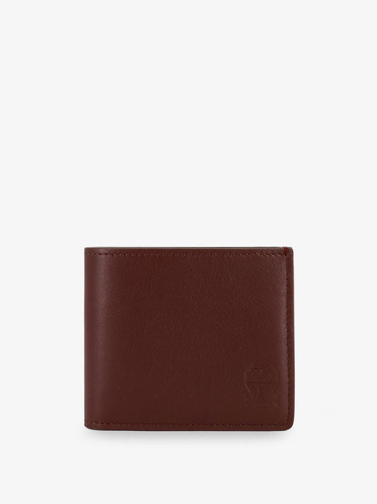 Hammered leather wallet with engraved logo
