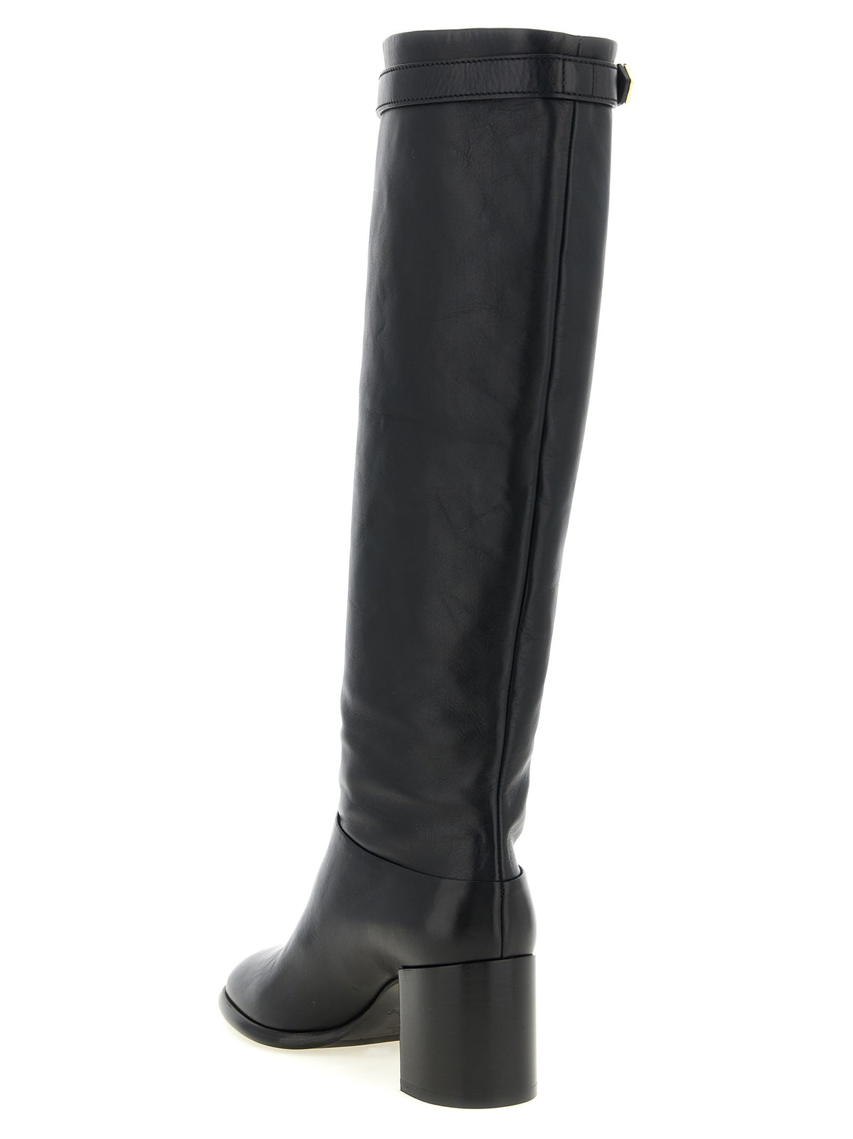 High boots with buckle and logo