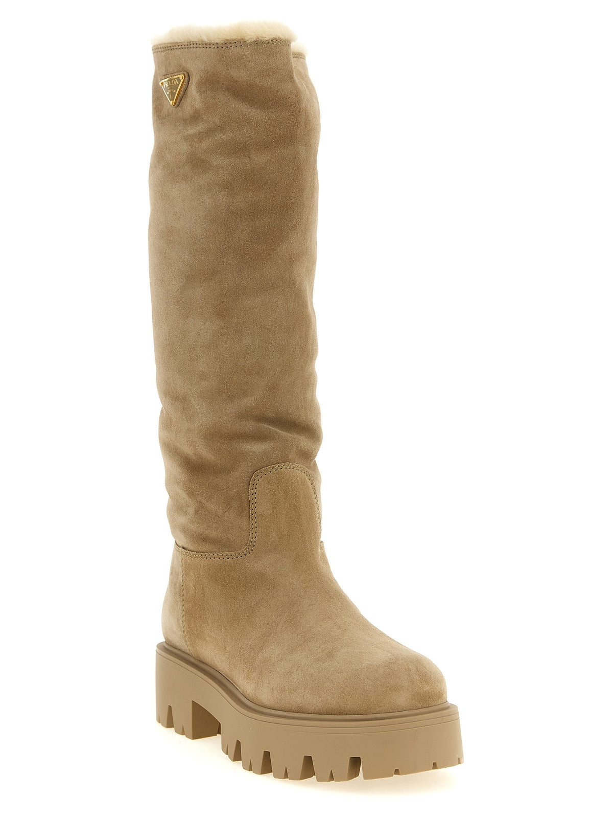 High suede boots with logo