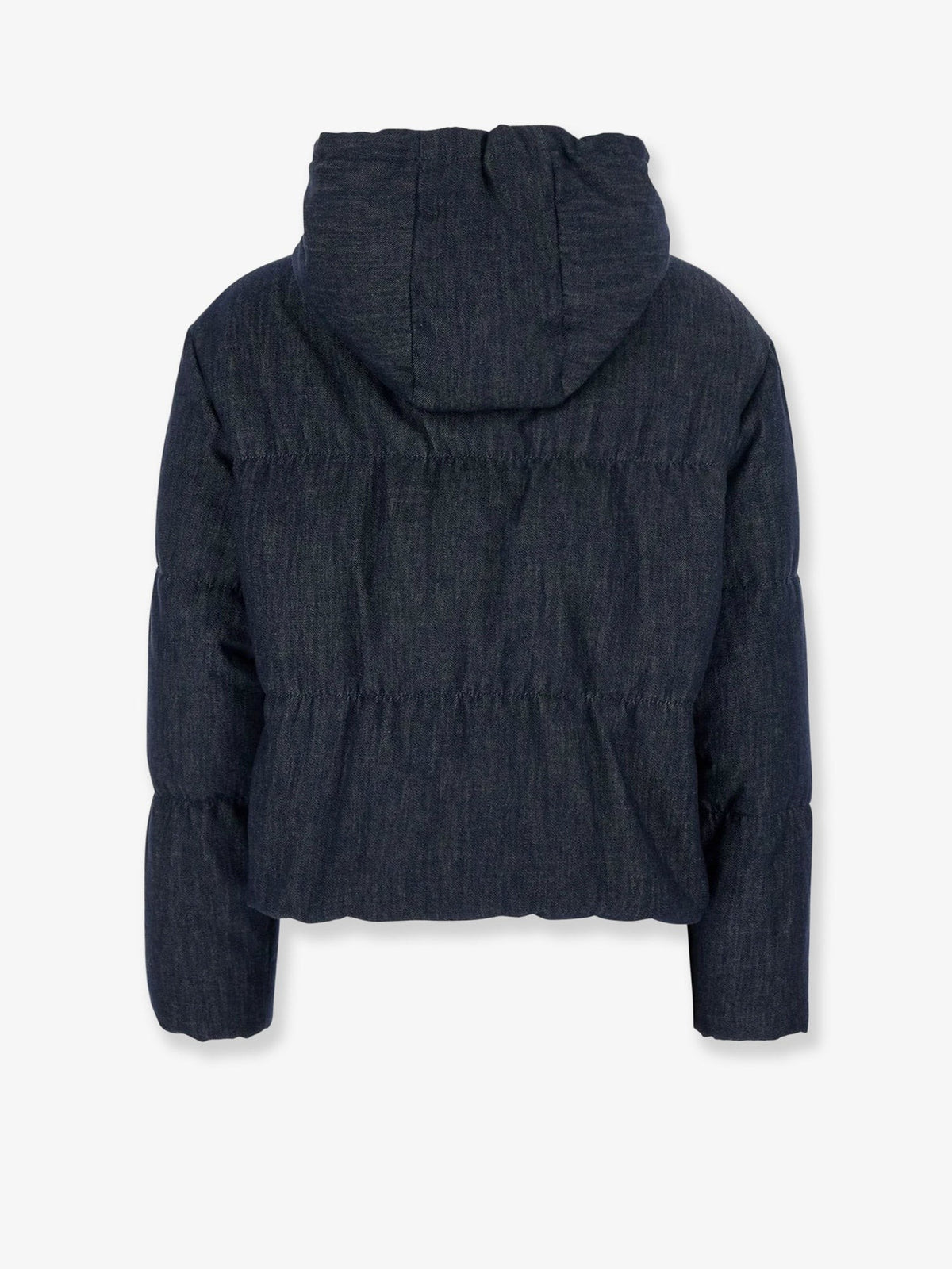 Hooded padded denim jacket