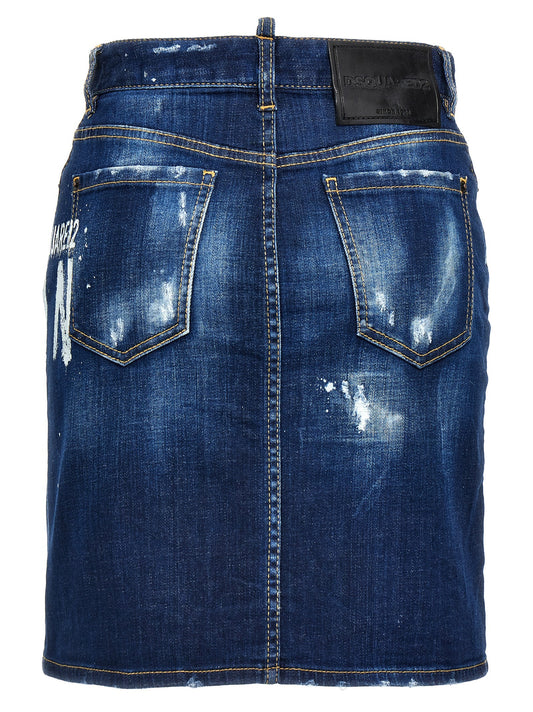 'Icon Spray' denim skirt