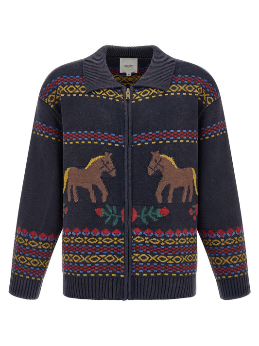 'Isles' cardigan with intarsia