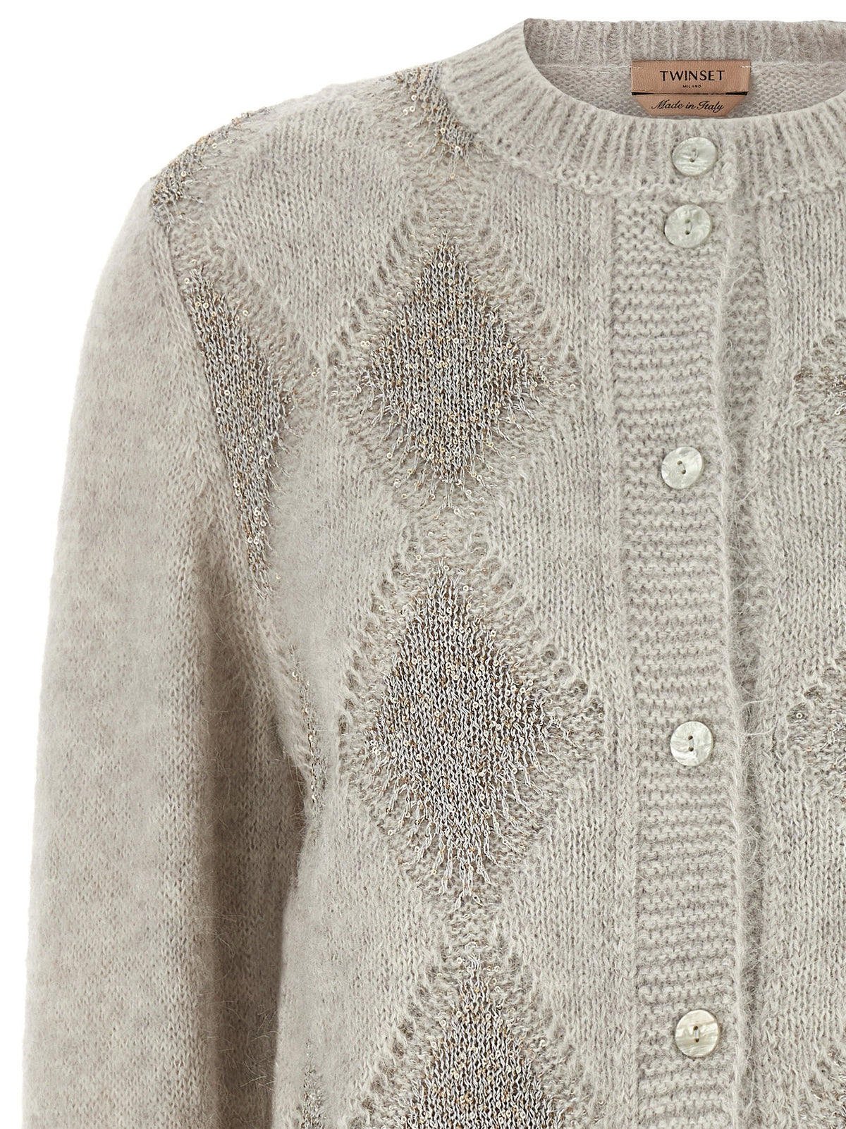 Jacquard diamond cardigan