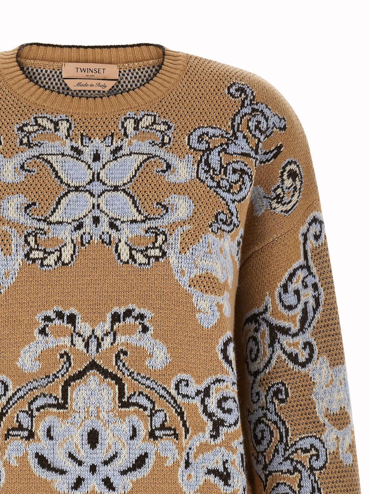 Jacquard wool blend sweater