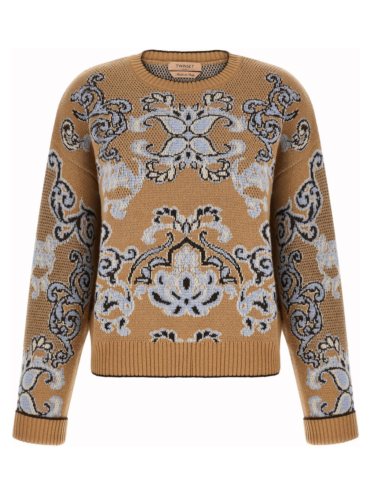 Jacquard wool blend sweater