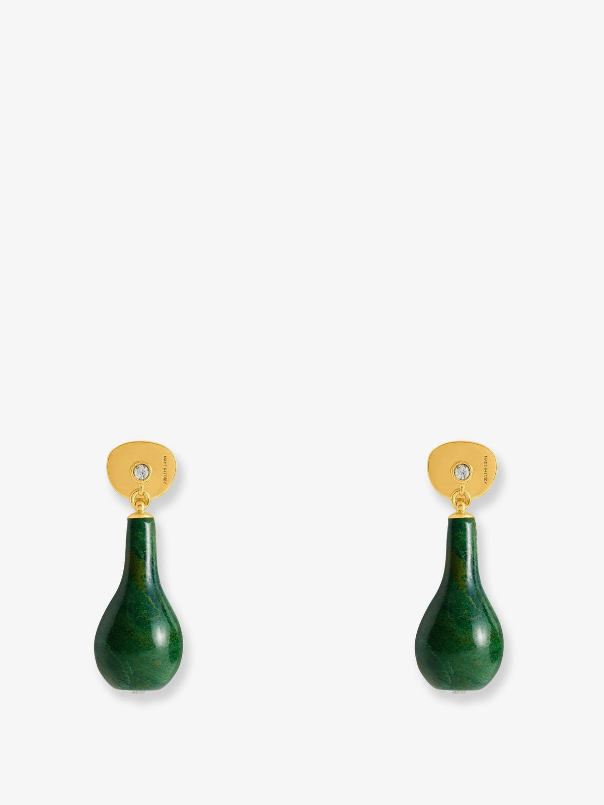 Jade Drops Brass Earrings