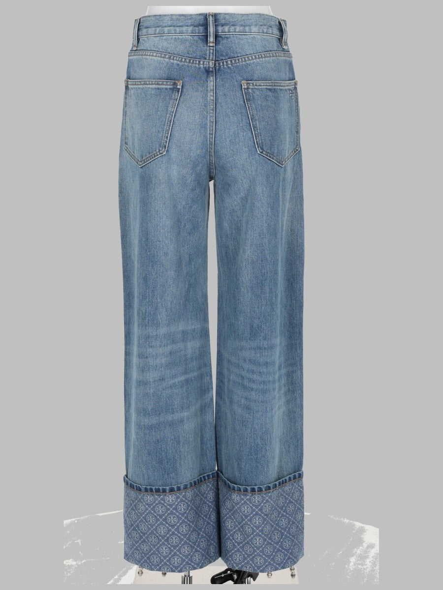 JEANS A GAMBA DRITTA CON RISVOLTO A CONTRASTO