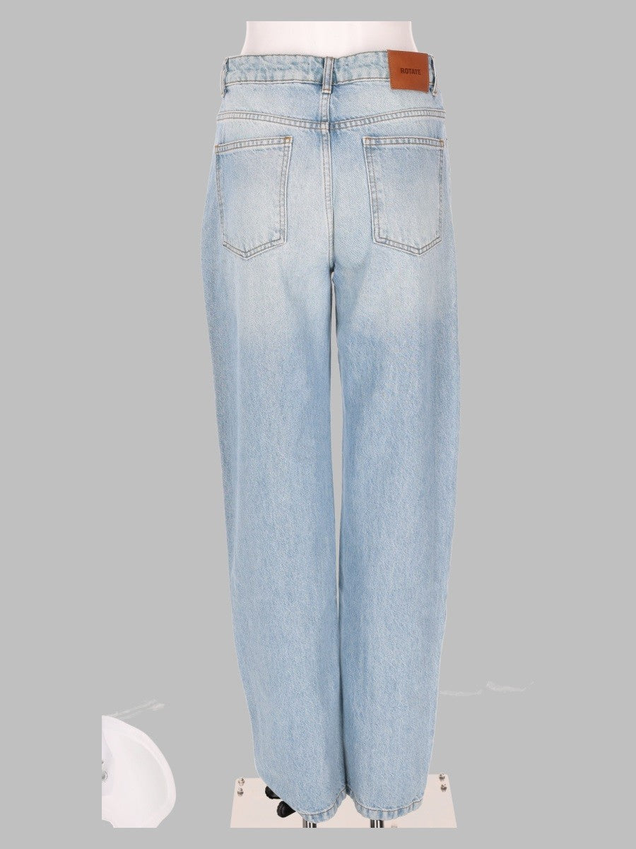 Jeans Dritto In Denim Con Zip