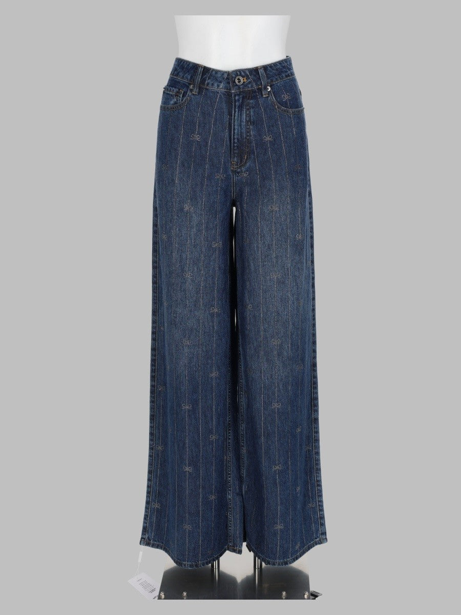 Jeans in Denim con Strass