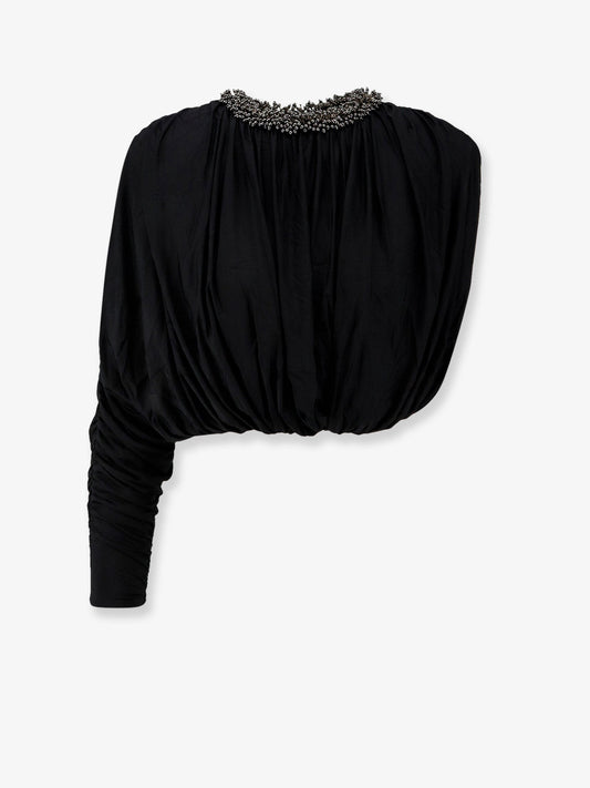 Jerset top with asymmetric sleeves