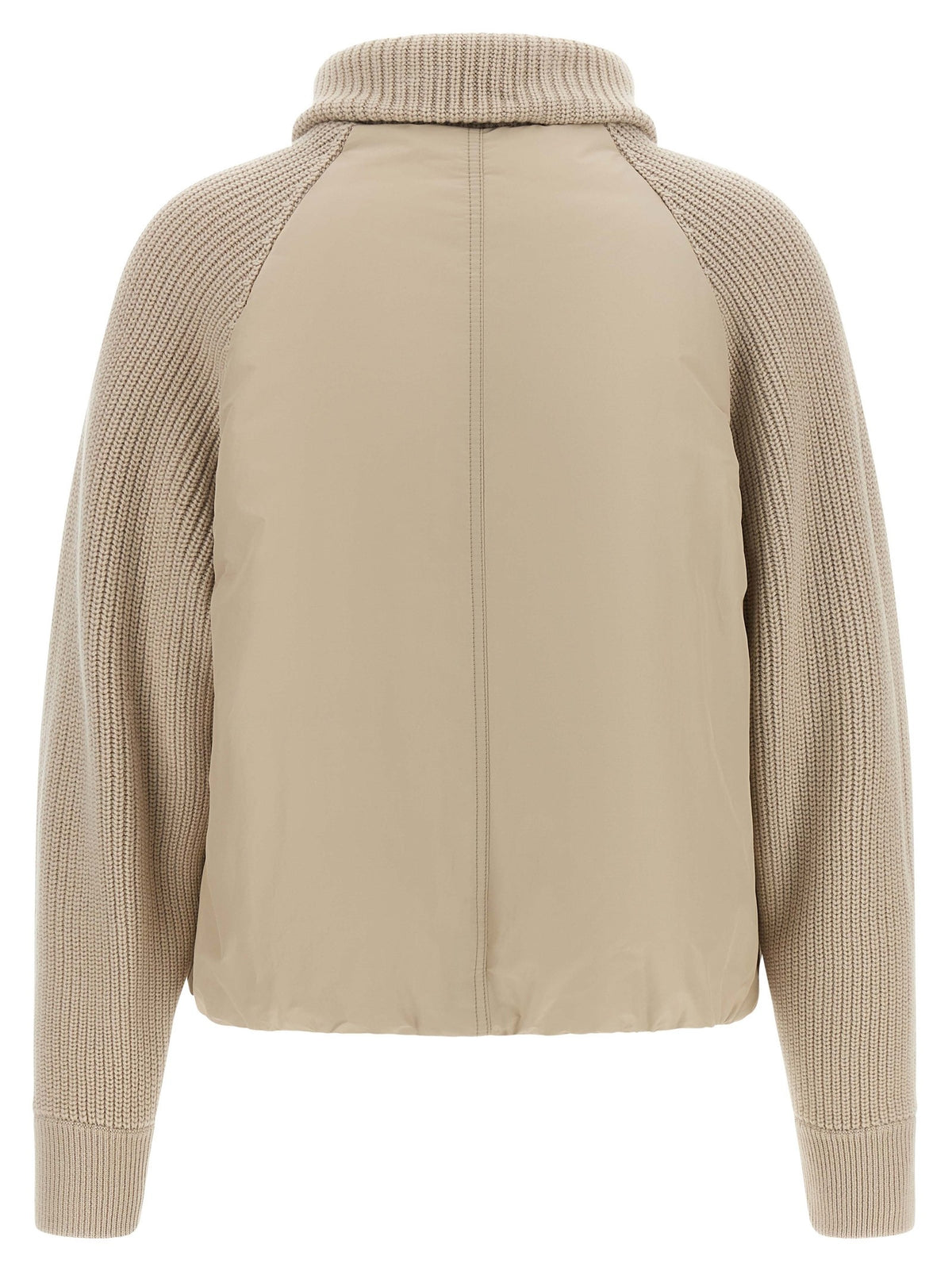 Knit insert down jacket