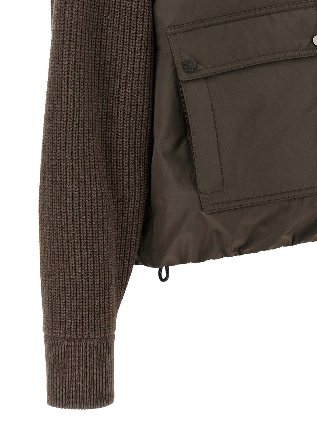 Knit insert down jacket