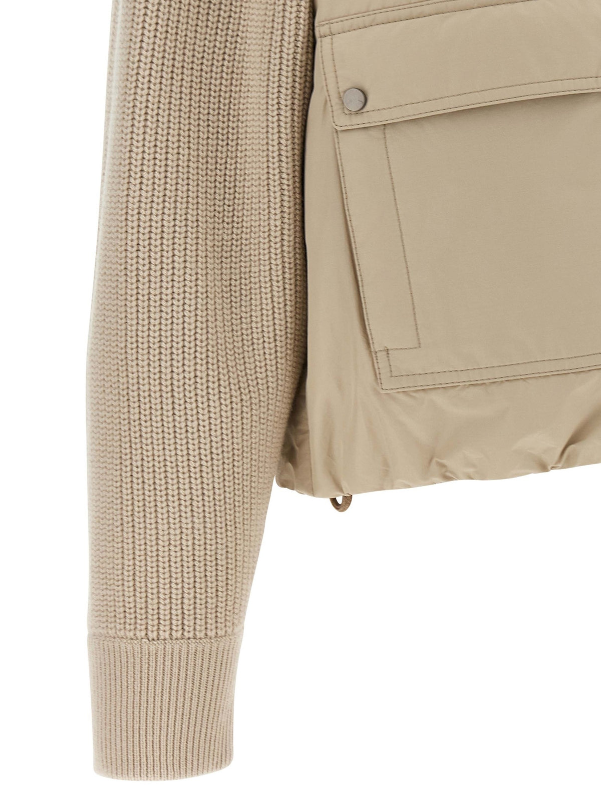 Knit insert down jacket