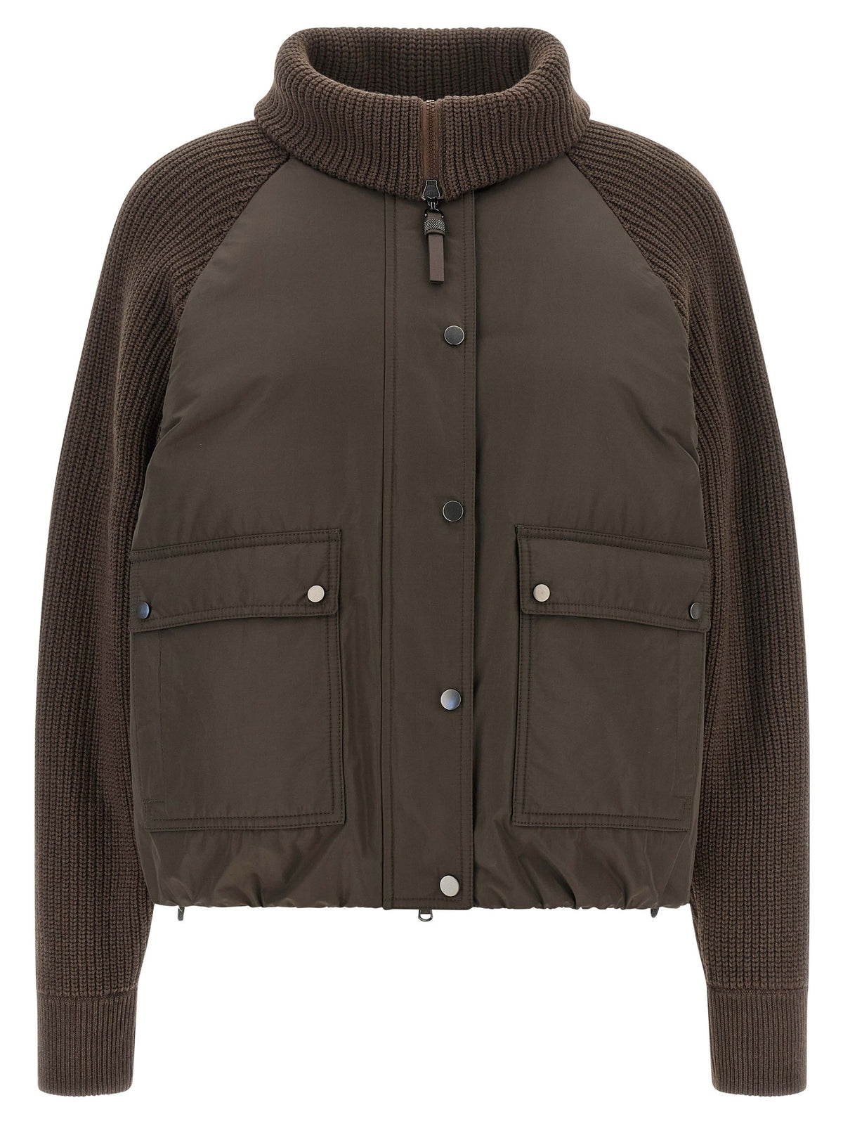 Knit insert down jacket
